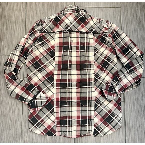 Buckle Black Men’s Athletic Fit Snap Button Plaid Shirt Size Large Western - Picture 5 of 7